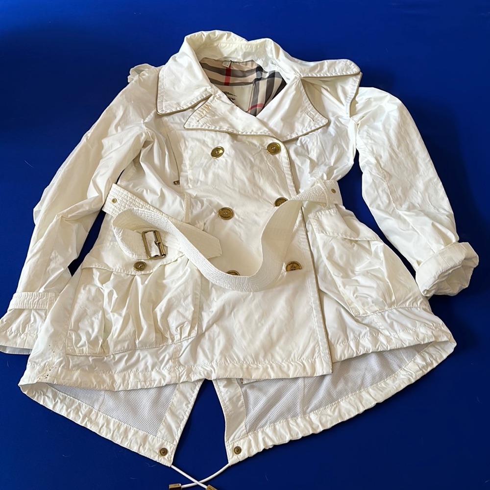 Burberry Off White Jacket, Size 6 (Nylon)